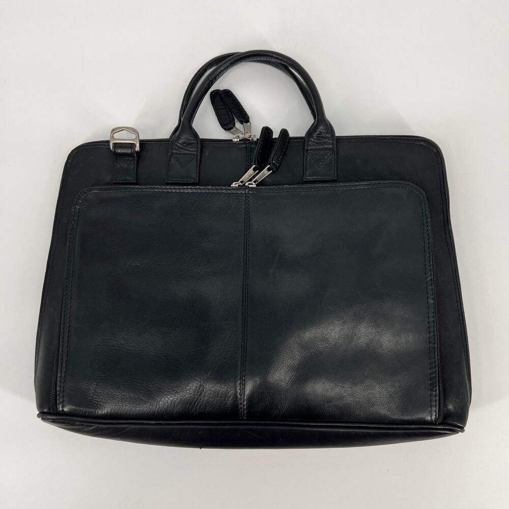 Latico Padded Laptop Bag Briefcase Black Leather Attache Case USA FLAW NO STRAP